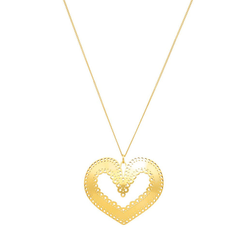 Fio Reflexo Coração em Prata Dourada (38cm) - Loja do Ouro