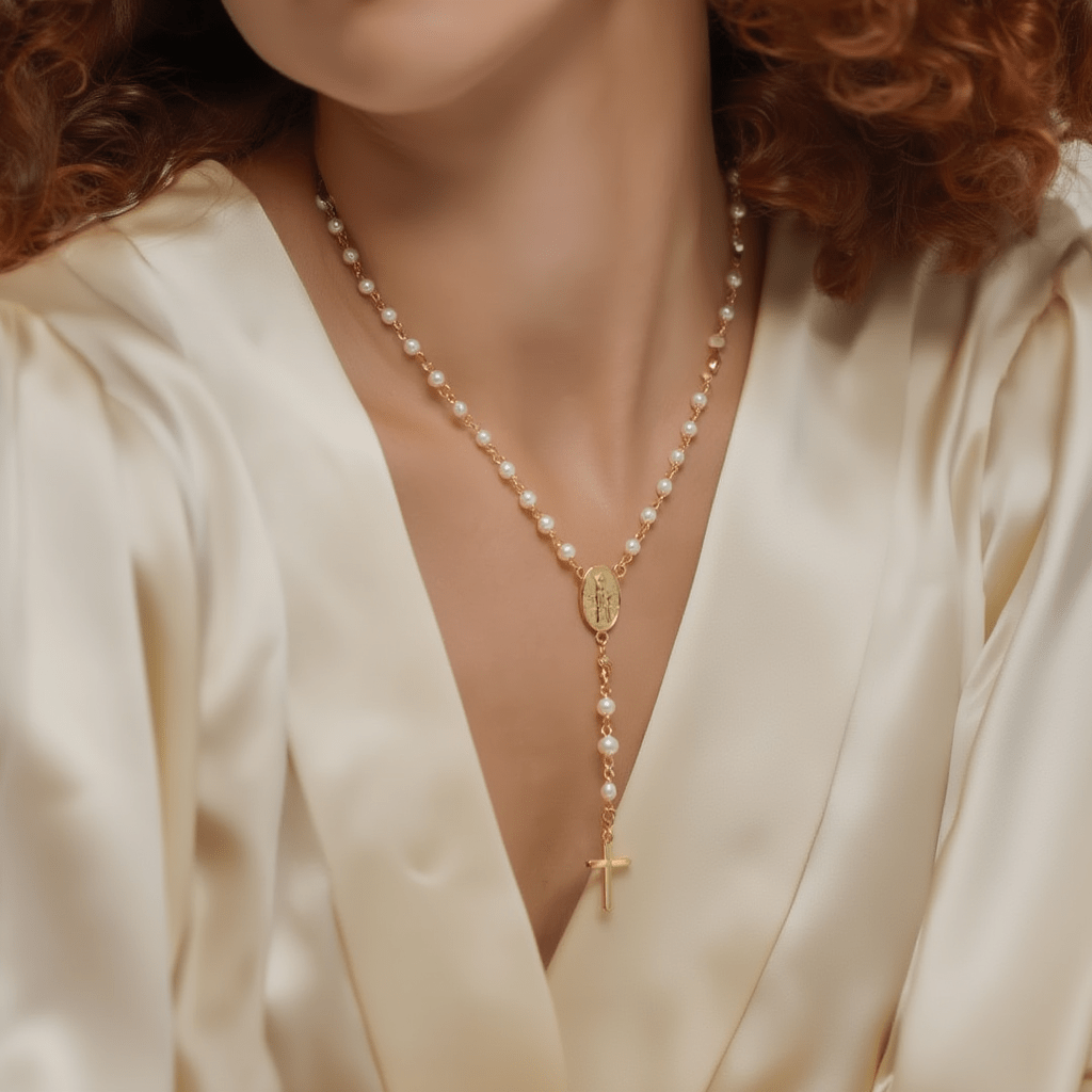 Fio Terço de Luz em Prata Dourada (51cm) - Loja do Ouro