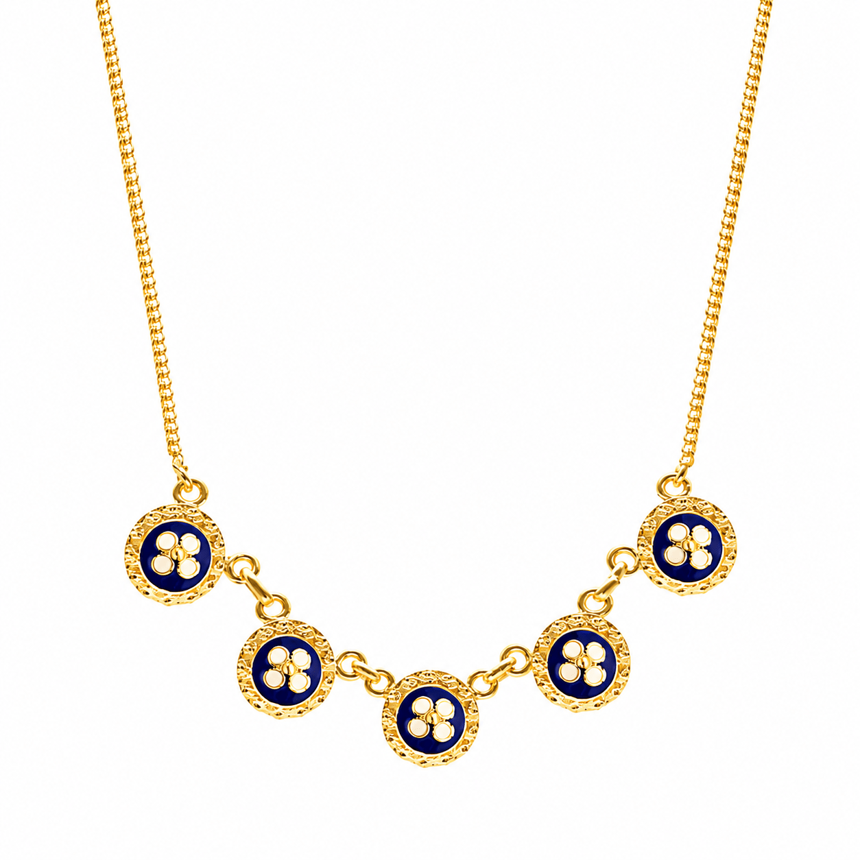 Fio Tradição em Prata Dourada e Esmalte Azul - Loja do Ouro