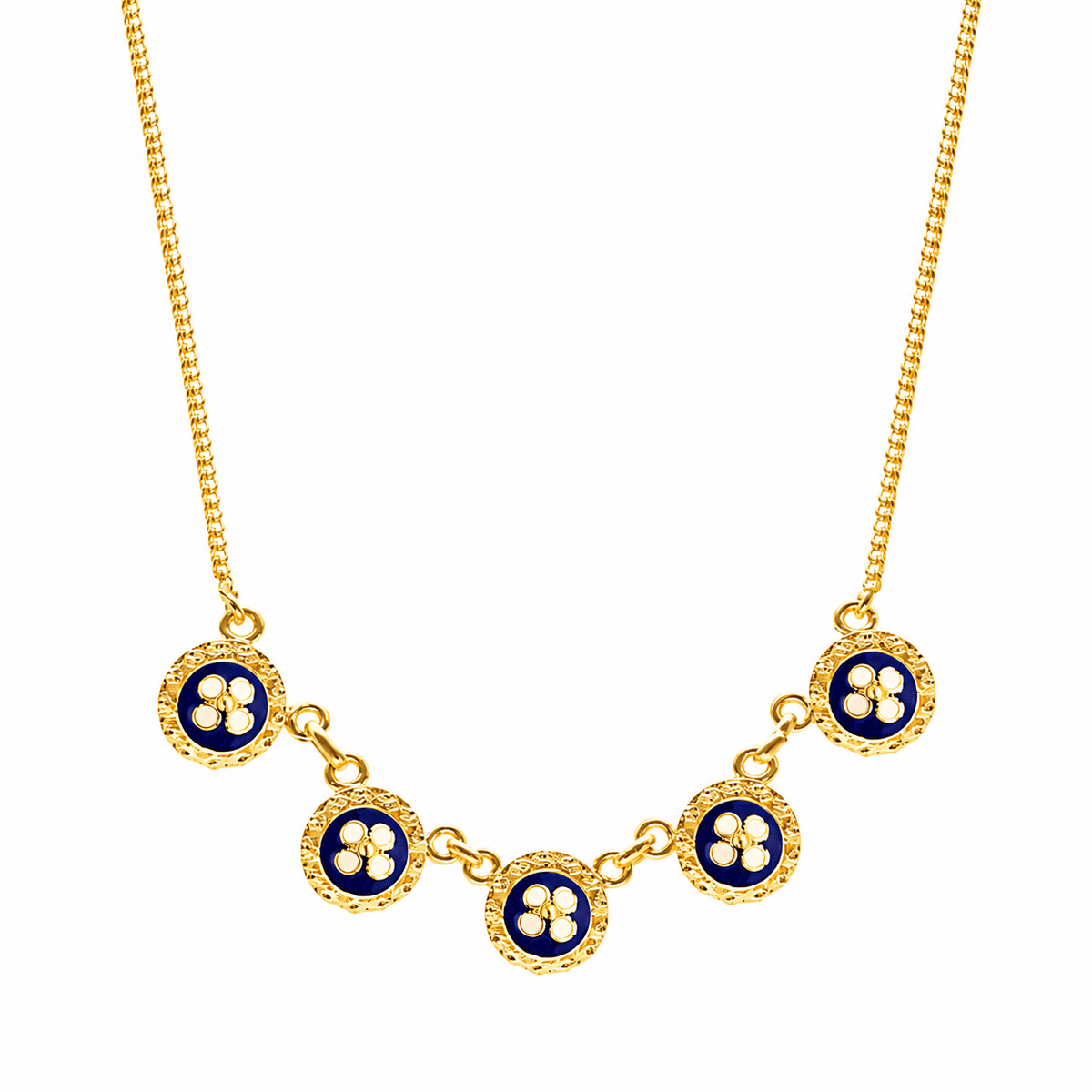 Fio Tradição em Prata Dourada e Esmalte Azul - Loja do Ouro