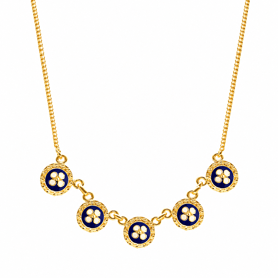 Fio Tradição em Prata Dourada e Esmalte Azul - Loja do Ouro