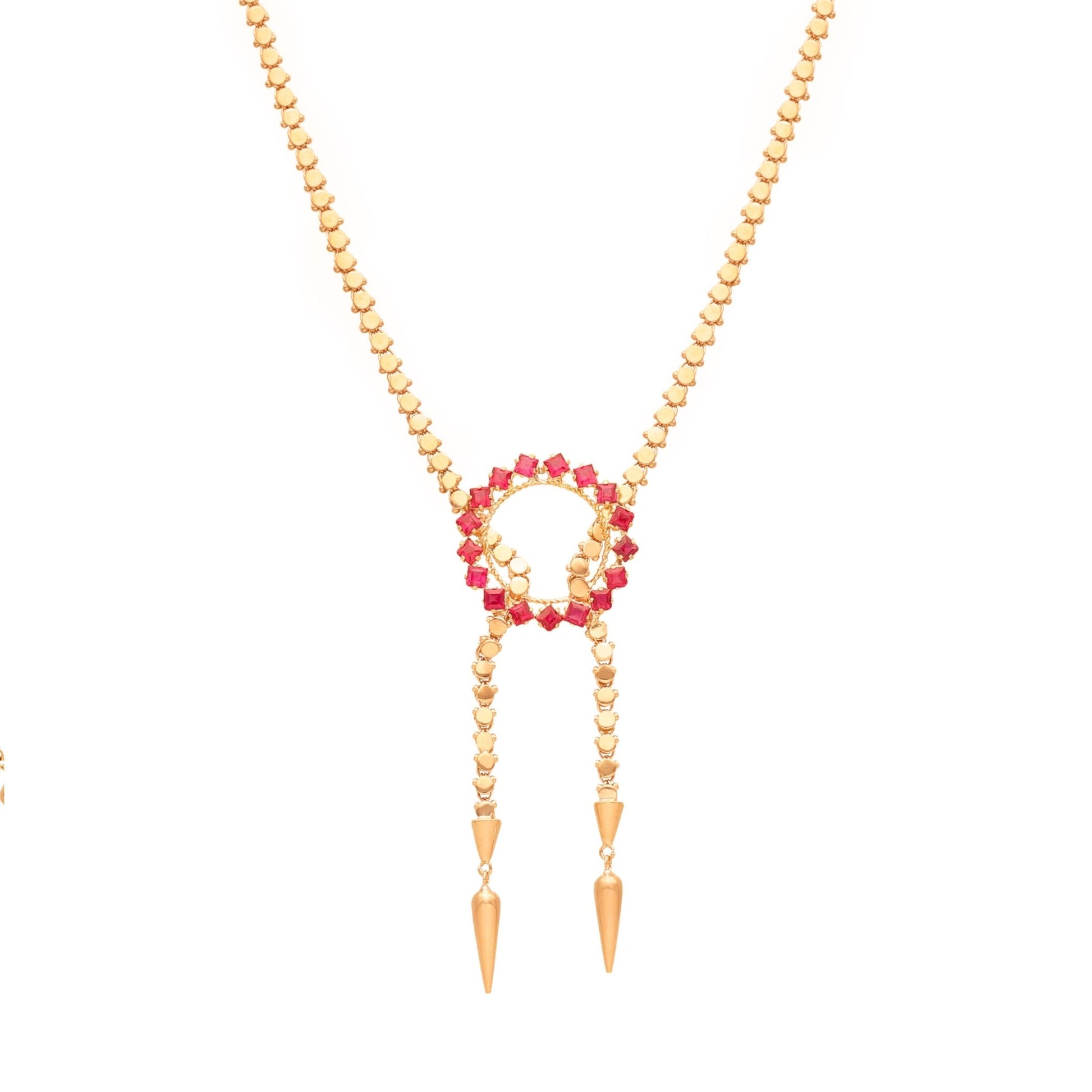 Gargantilha com Granitos em Ouro 19kl com Espinelas (41.5cm) - Loja do Ouro