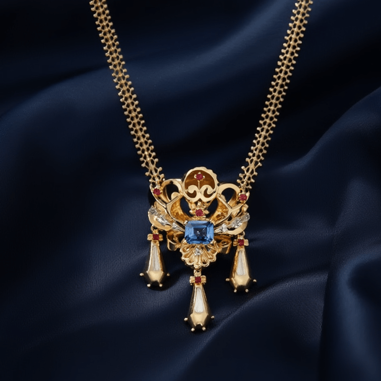 Gargantilha Dona Flora em Ouro 19kl com Espinela e Zircónias (43cm) - Loja do Ouro