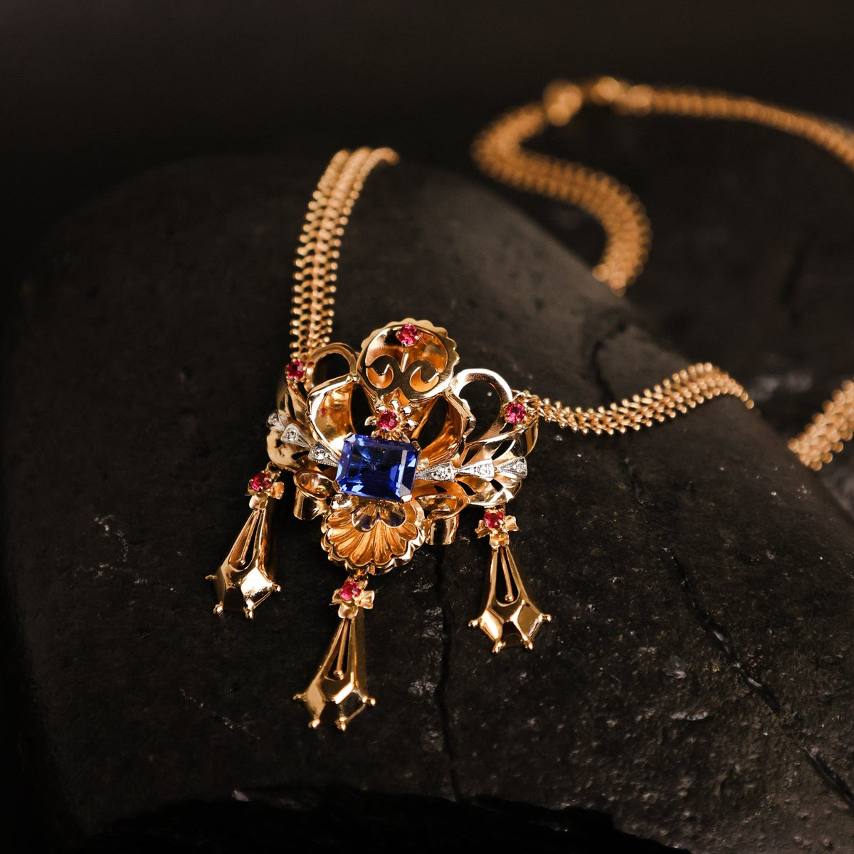 Gargantilla Doña Flora en oro 19kl con espinel y circonia (43cm) - Gold Store Premium