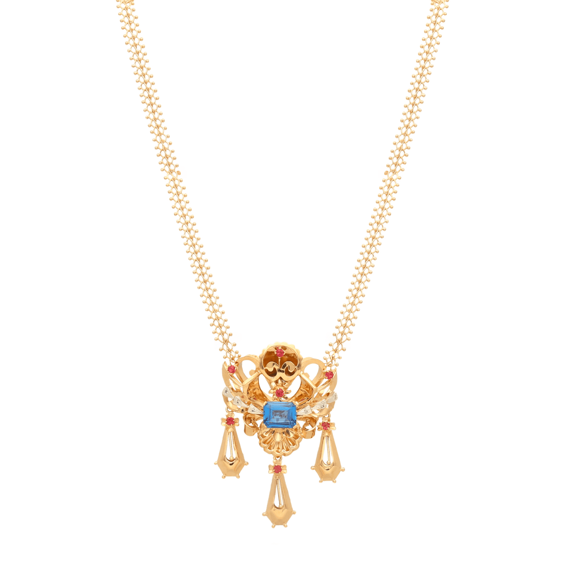 Gargantilla Doña Flora en oro 19kl con espinel y circonia (43cm) - Gold Store Premium