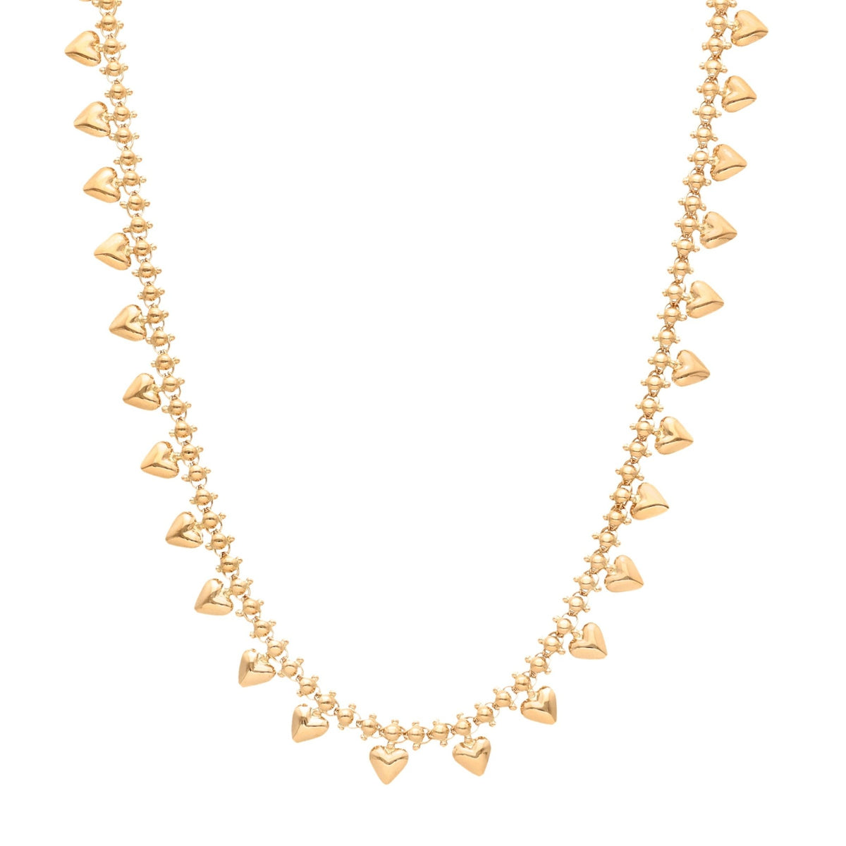 Gargantilla de oro de 19 kl con corazones y granitos (45 cm) - Gold Store Premium