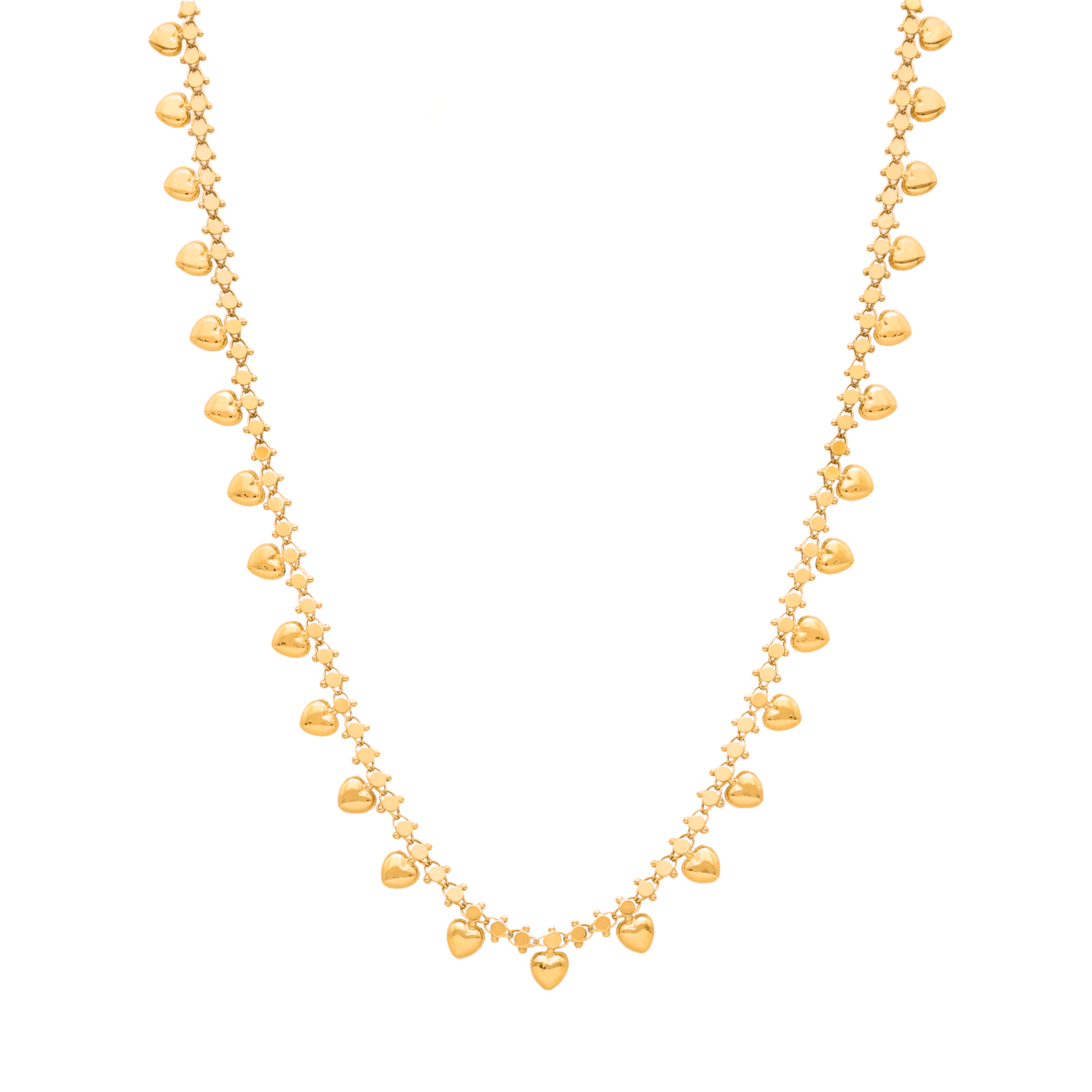 Gargantilha em Ouro 19kl com Corações e Granitos (45cm) - Loja do Ouro