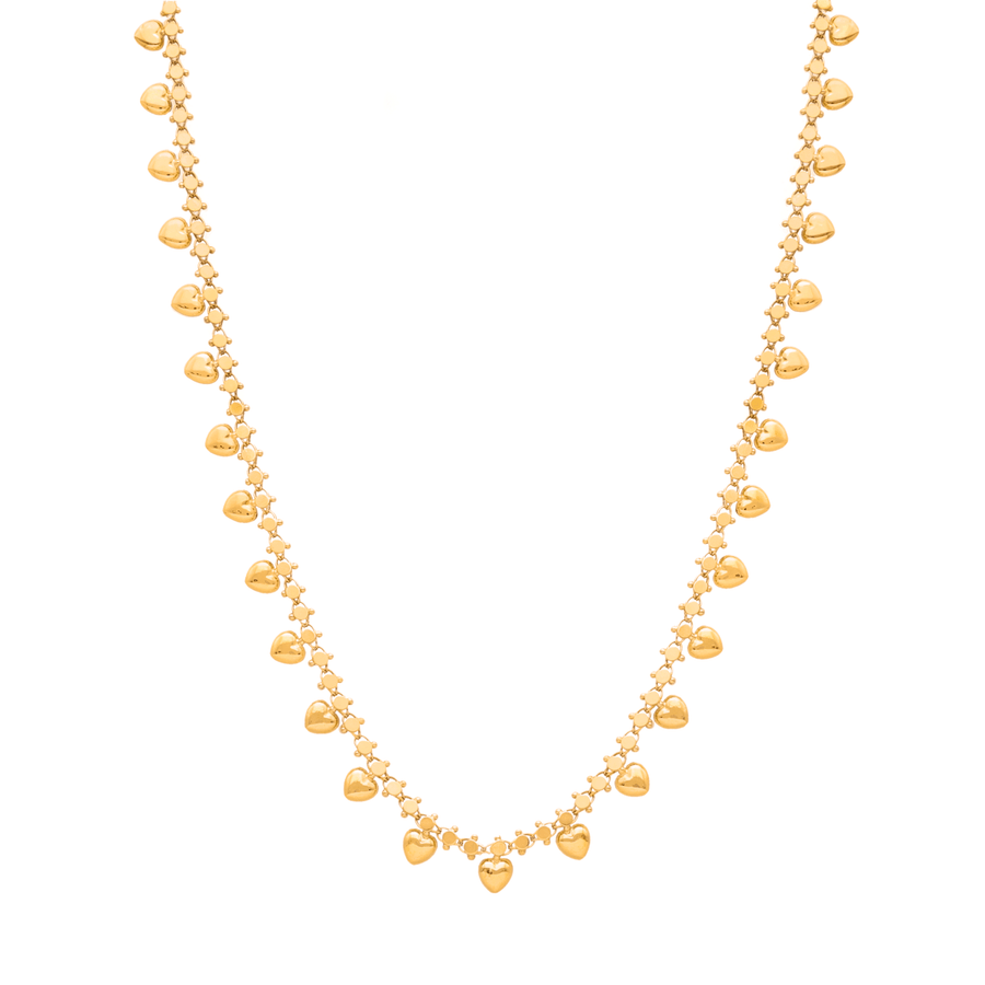 Gargantilla de oro de 19 kl con corazones y granitos (45 cm) - Gold Store Premium