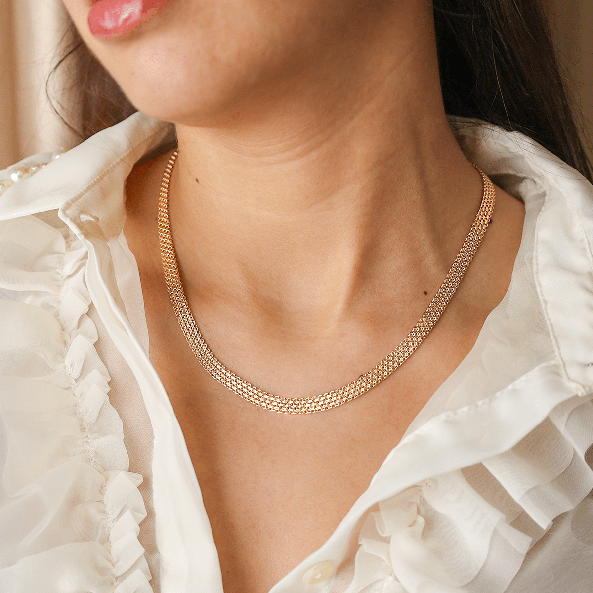 Gargantilha em Ouro 19kl com Malha Bismark (43,5cm) - Loja do Ouro