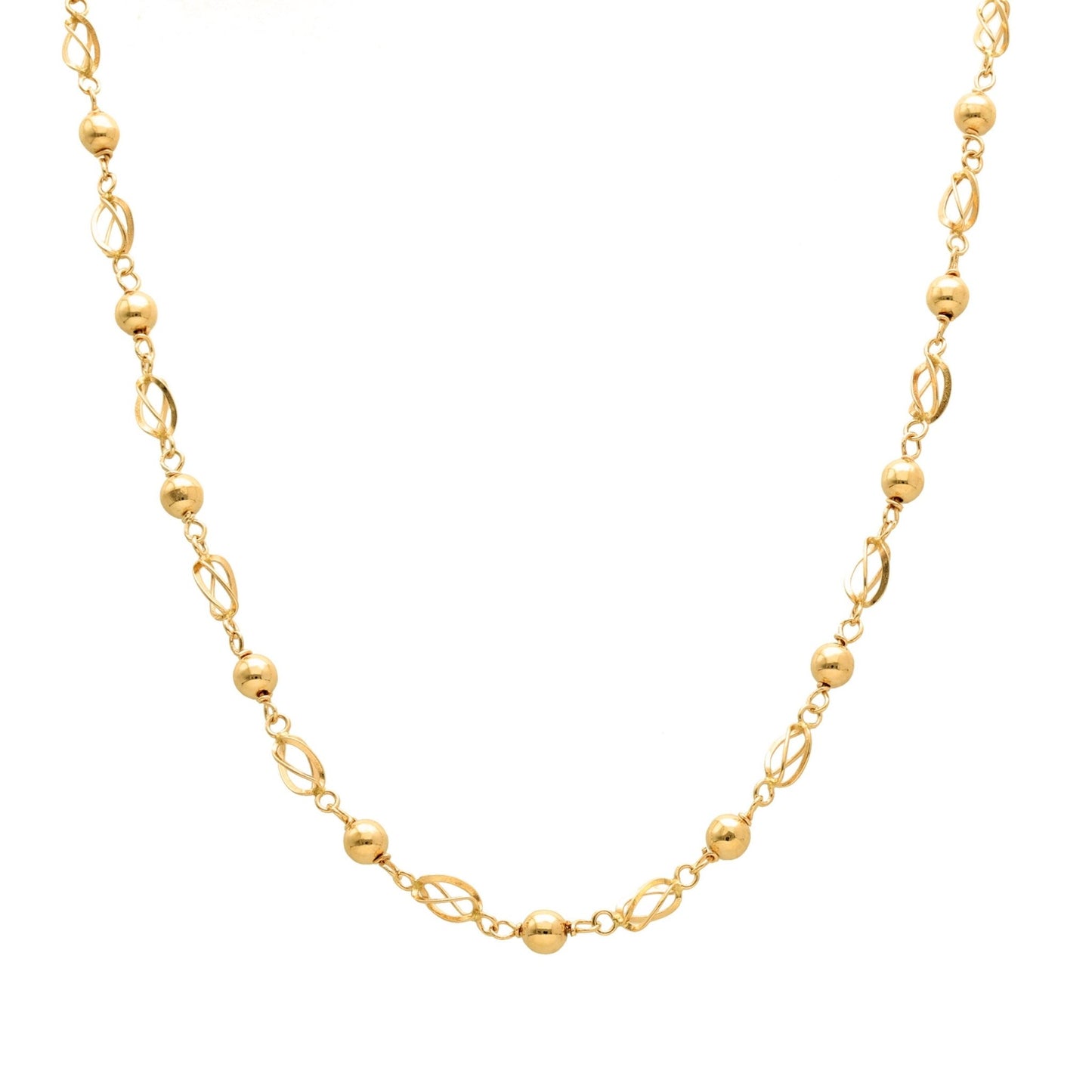 Gargantilha em Ouro 19kl com Rocas e Esferas (44.5cm) - Loja do Ouro