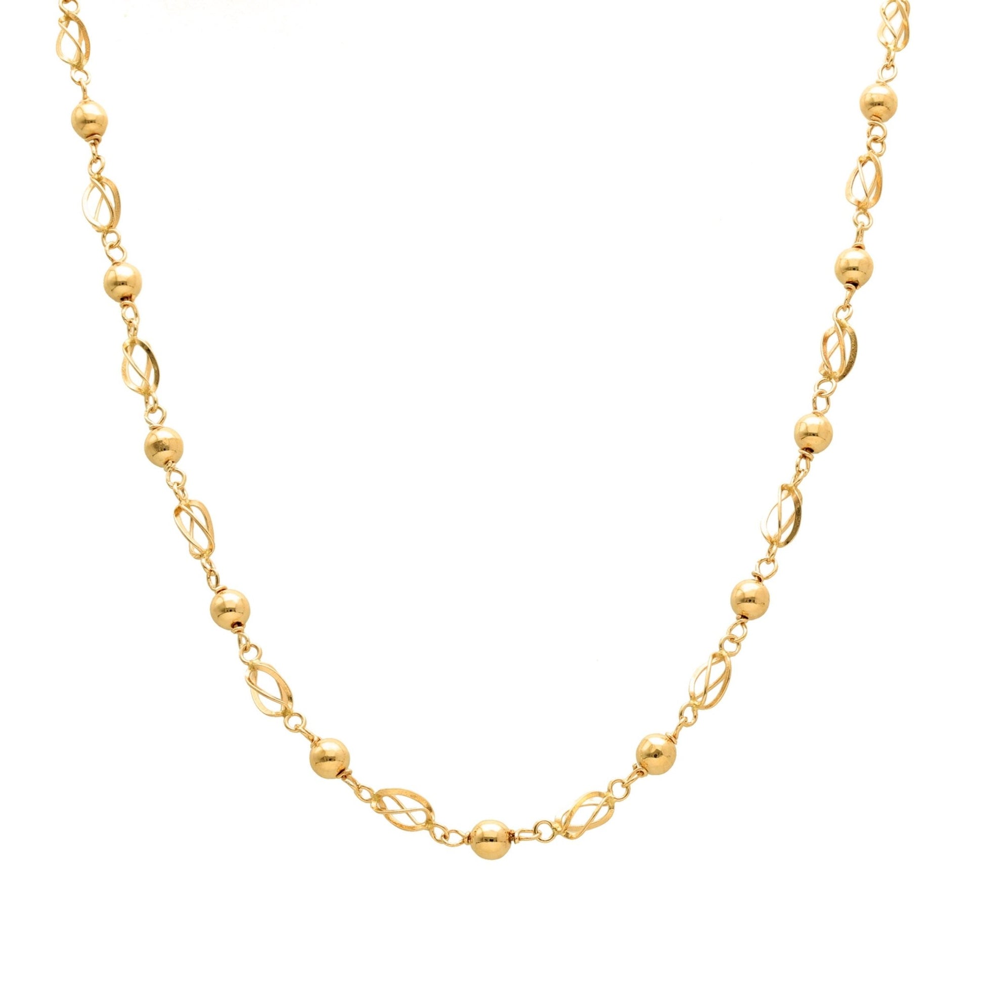 Gargantilha em Ouro 19kl com Rocas e Esferas (44.5cm) - Loja do Ouro