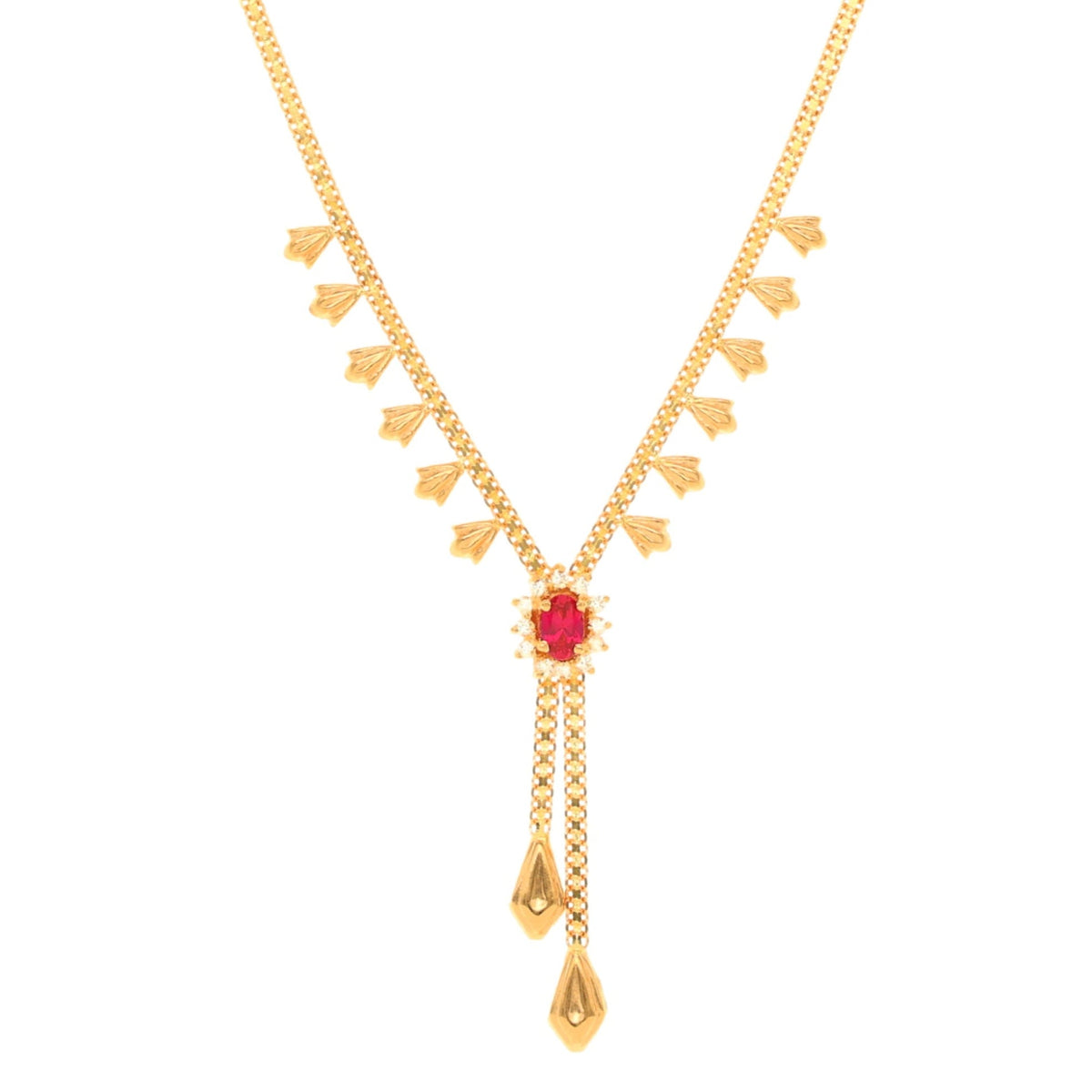 Gargantilla de oro de 19 kl con rubí y circonia (42cm) - Gold Store Premium