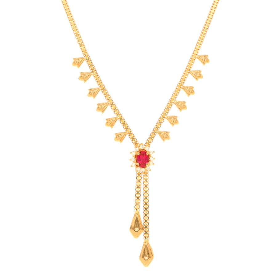 Gargantilla de oro de 19 kl con rubí y circonia (42cm) - Gold Store Premium