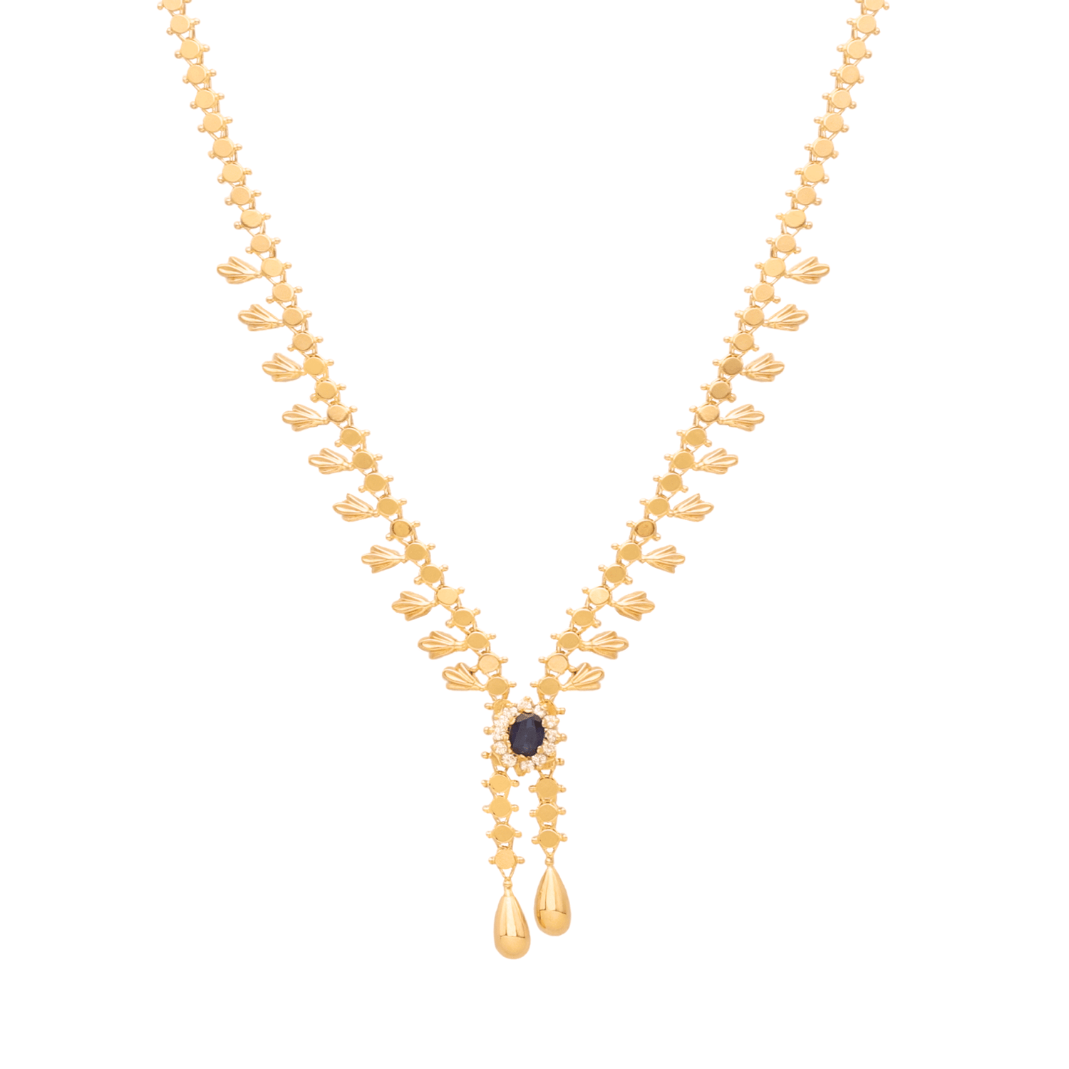 Gargantilha em Ouro 19kl com Safiras e Zircónias (40cm) - Loja do Ouro