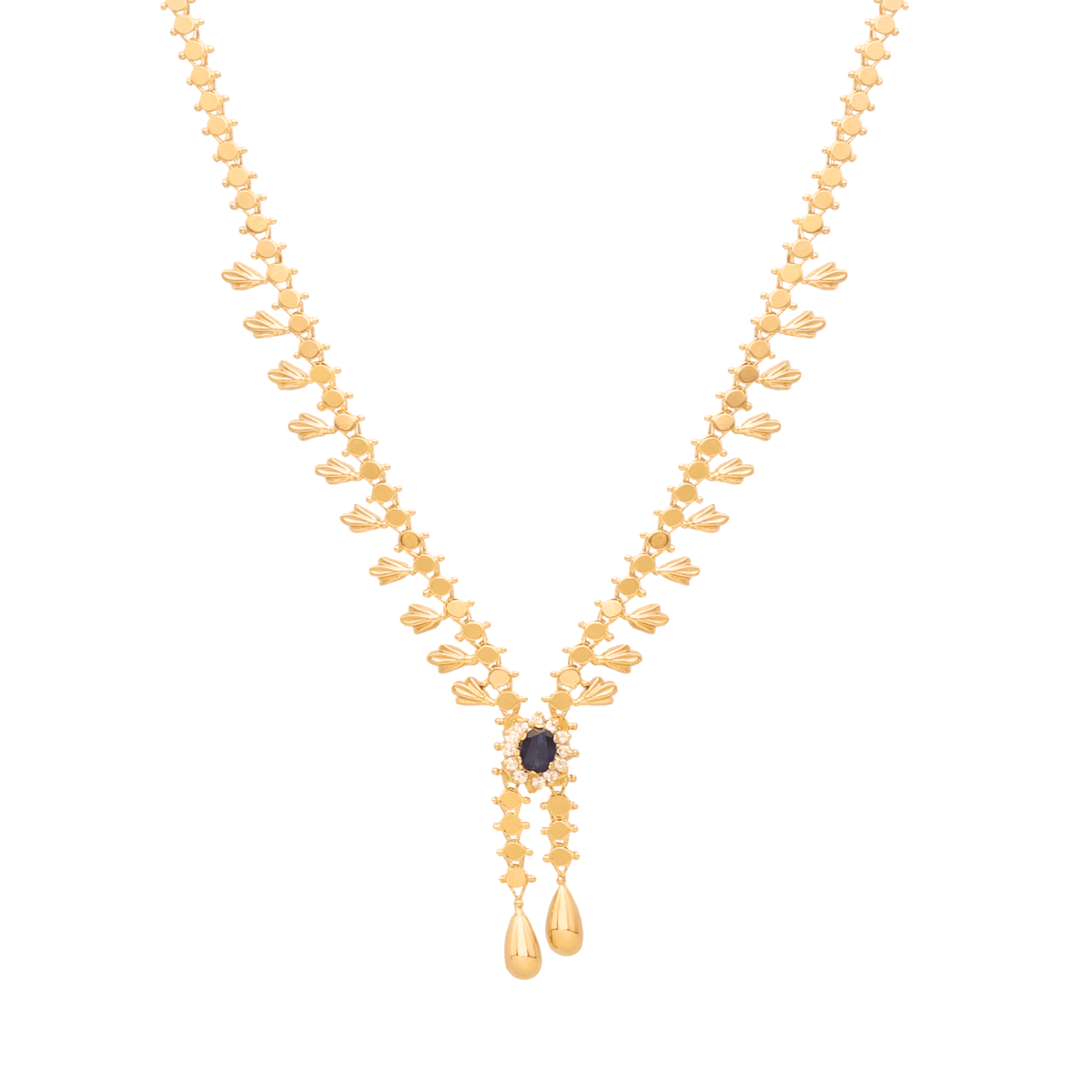 Colar de oro de 19 kl con zafiros y circonias (40 cm) - Gold Store Premium