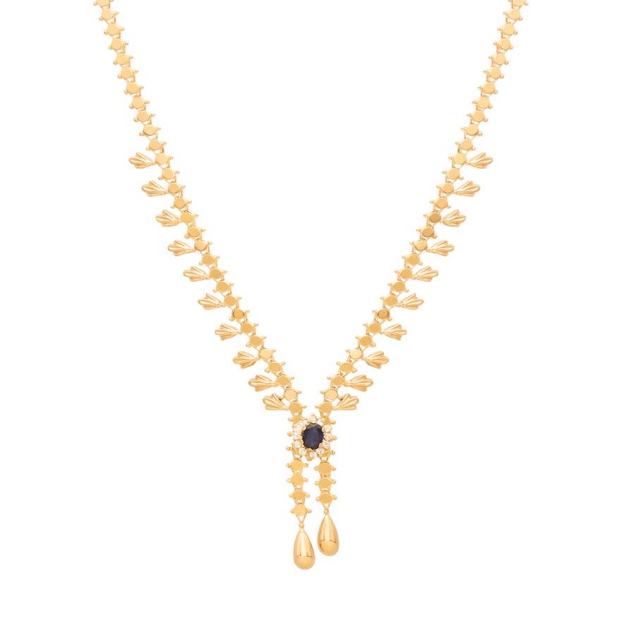 Colar de oro de 19 kl con zafiros y circonias (40 cm) - Gold Store Premium