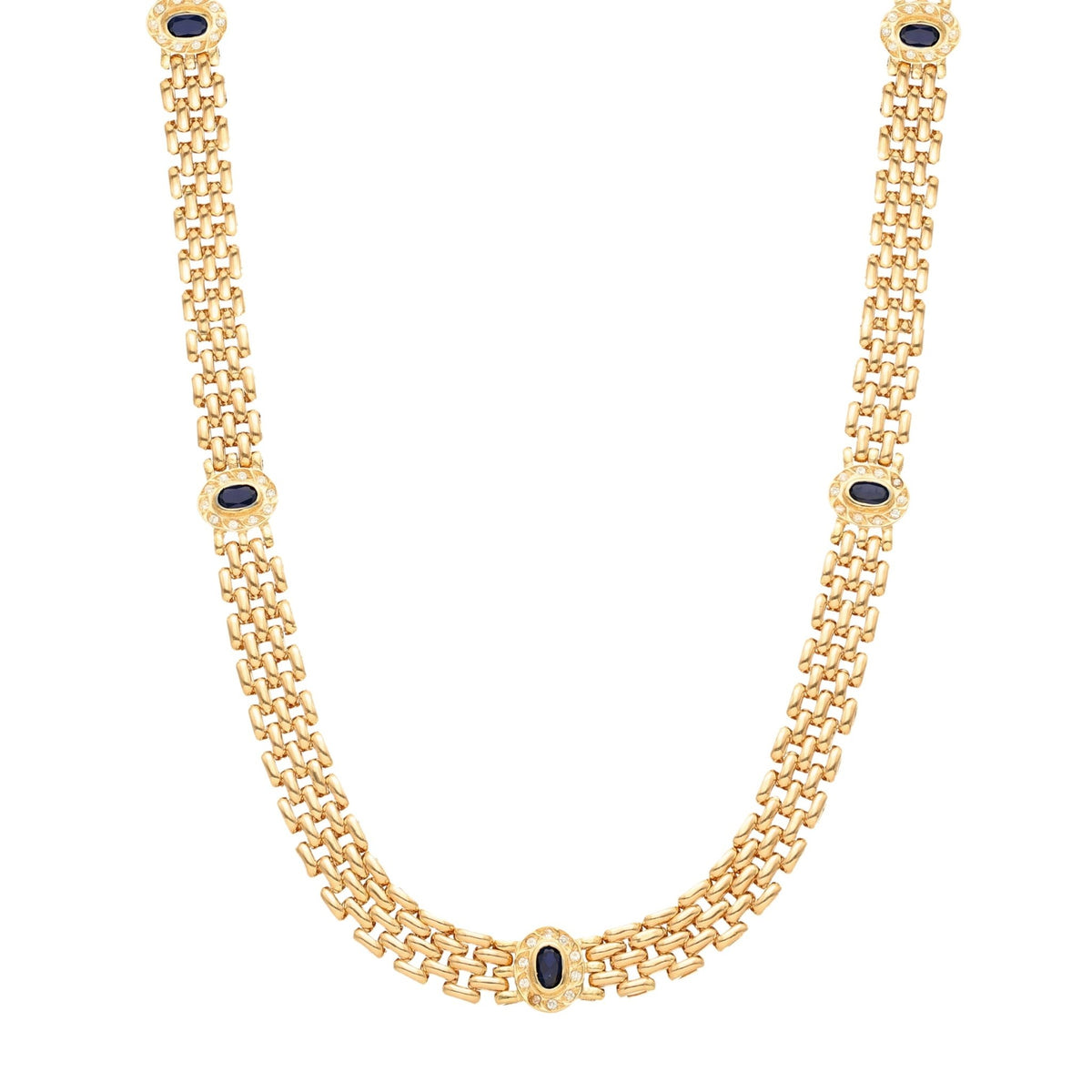 Gargantilla de oro de 19kl con zafiros y circonias - Gold Shop