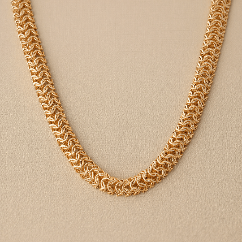 Gargantilla de malla de trigo en oro de 19 kl (45 cm) - Gold Store Premium