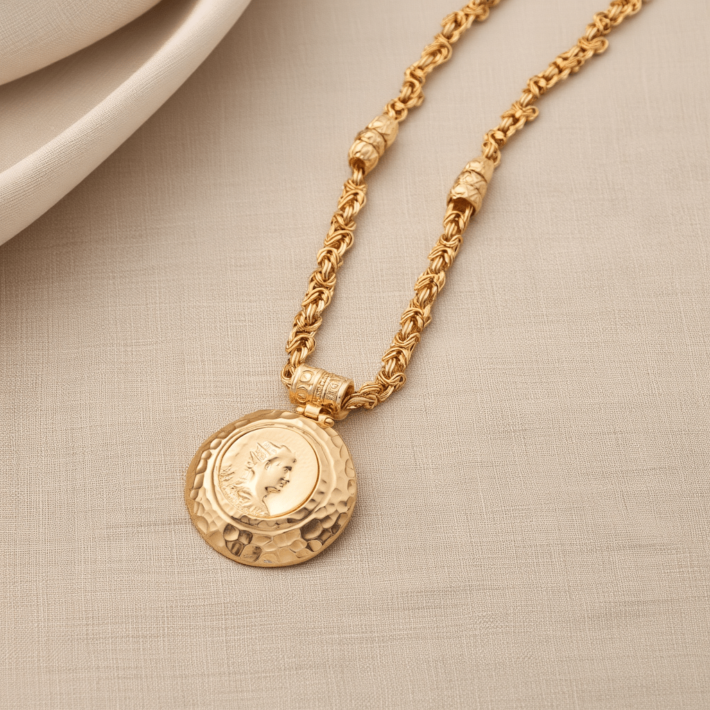 Gargantilha Malha Virolinha em Ouro 19kl com Medalhão (42cm) - Loja do Ouro