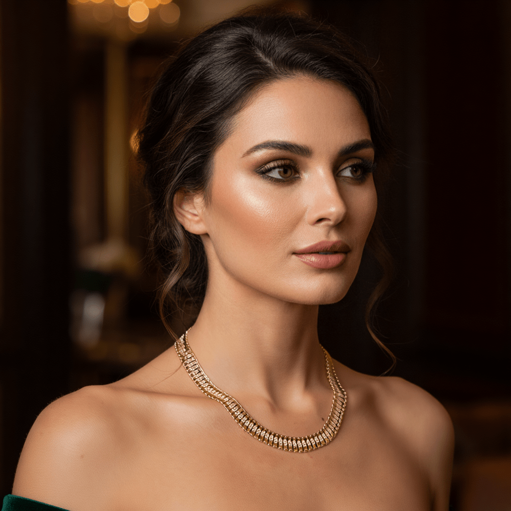 Hammered Waves Choker en oro de 19 kl (44 cm) - Gold Store Premium