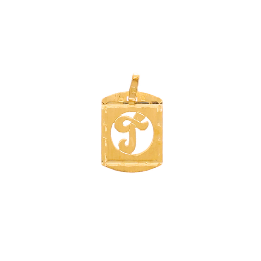 Medalha Retângulo Letra T em Ouro 19kl (1.7cm)