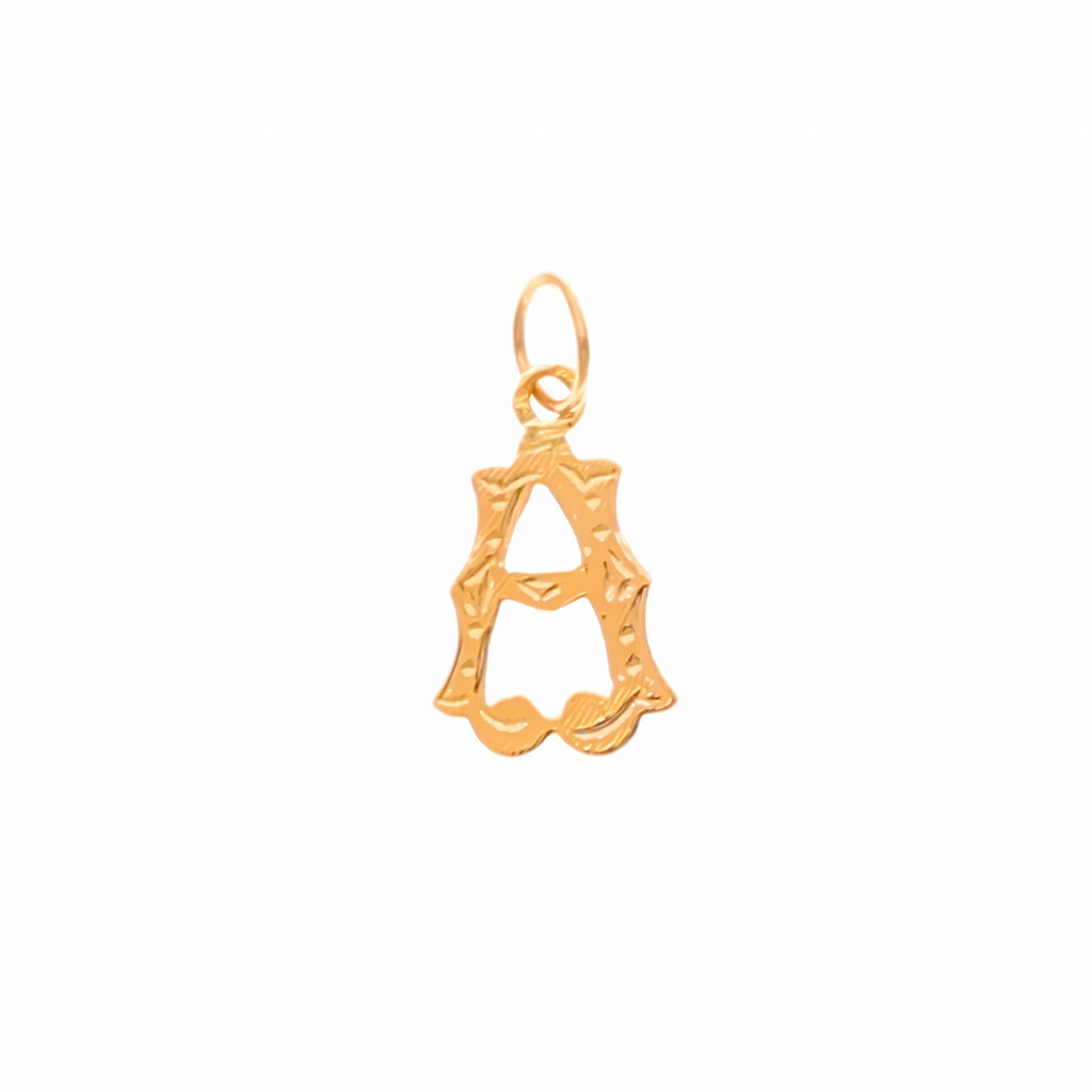 Medalha Letra A em Ouro 19kl com Efeito Raiado (1.1cm)