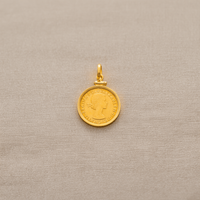 Libra Rainha Elizabeth II (1957) com Aro Simples em Ouro 19kl - Loja do Ouro