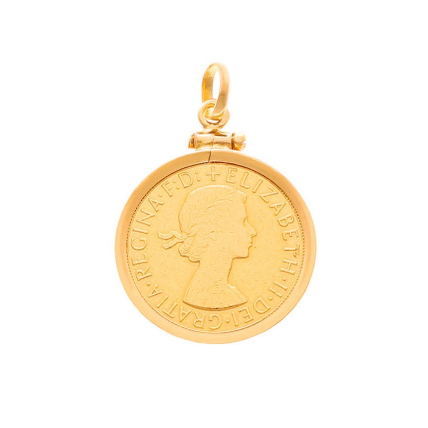 Libra de la Reina Isabel II (1963) con aro simple en oro de 19 kl - Gold Store Premium