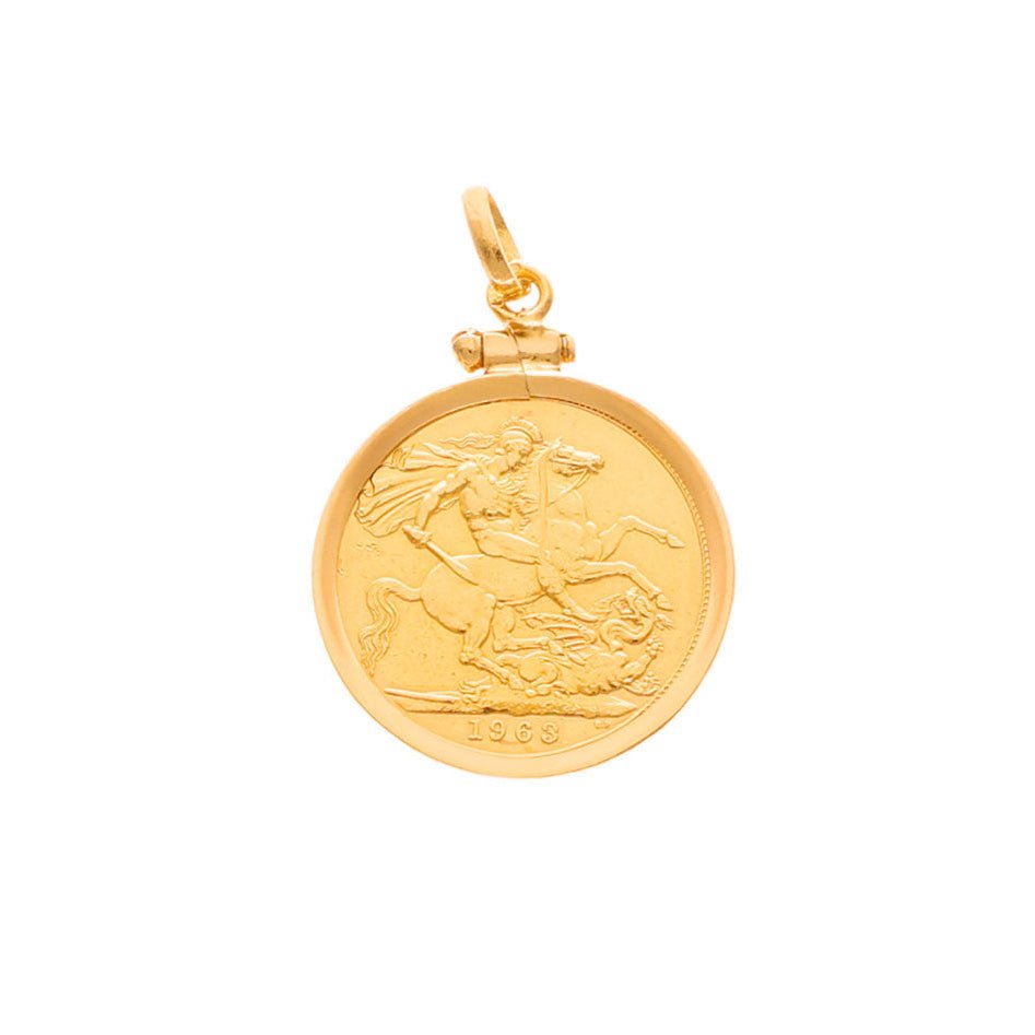 Libra de la Reina Isabel II (1963) con aro simple en oro de 19 kl - Gold Store Premium