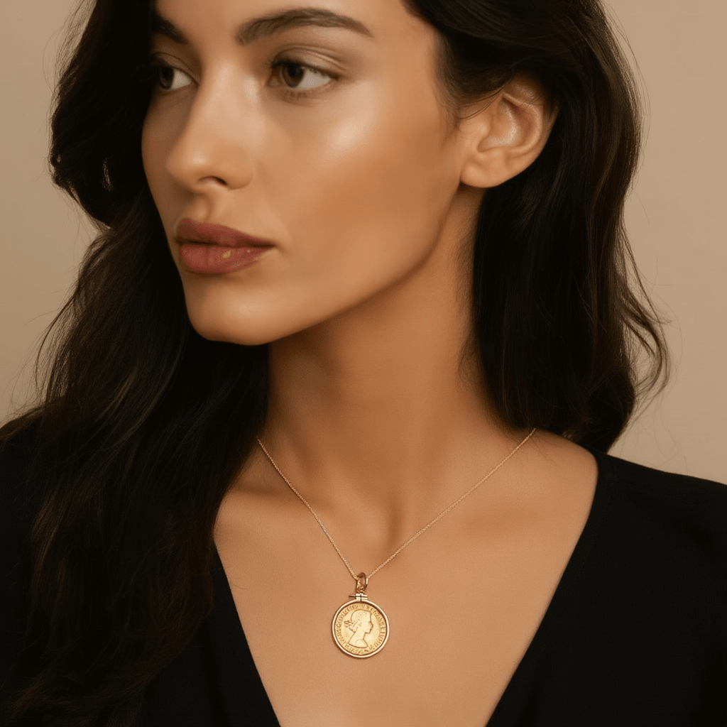 Libra Rainha Elizabeth II (1966) com Aro Simples em Ouro 19kl - Loja do Ouro