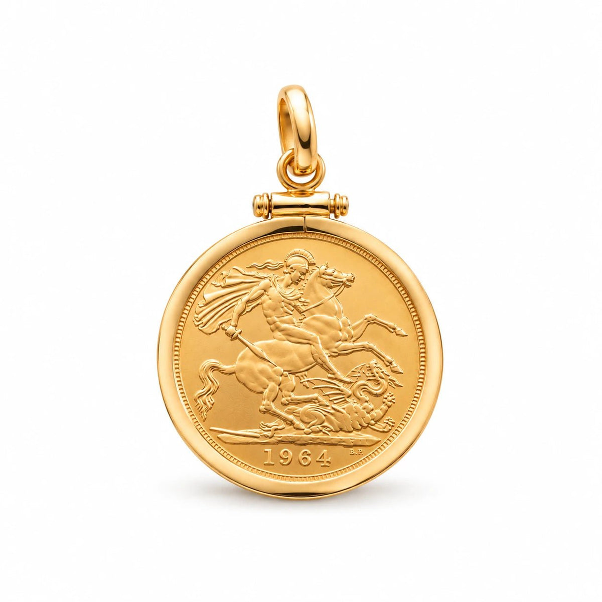 Libra da Rainha Isabel II em ouro de 22 quilates com aro simples em ouro de 19 quilates, pormenor da moeda.