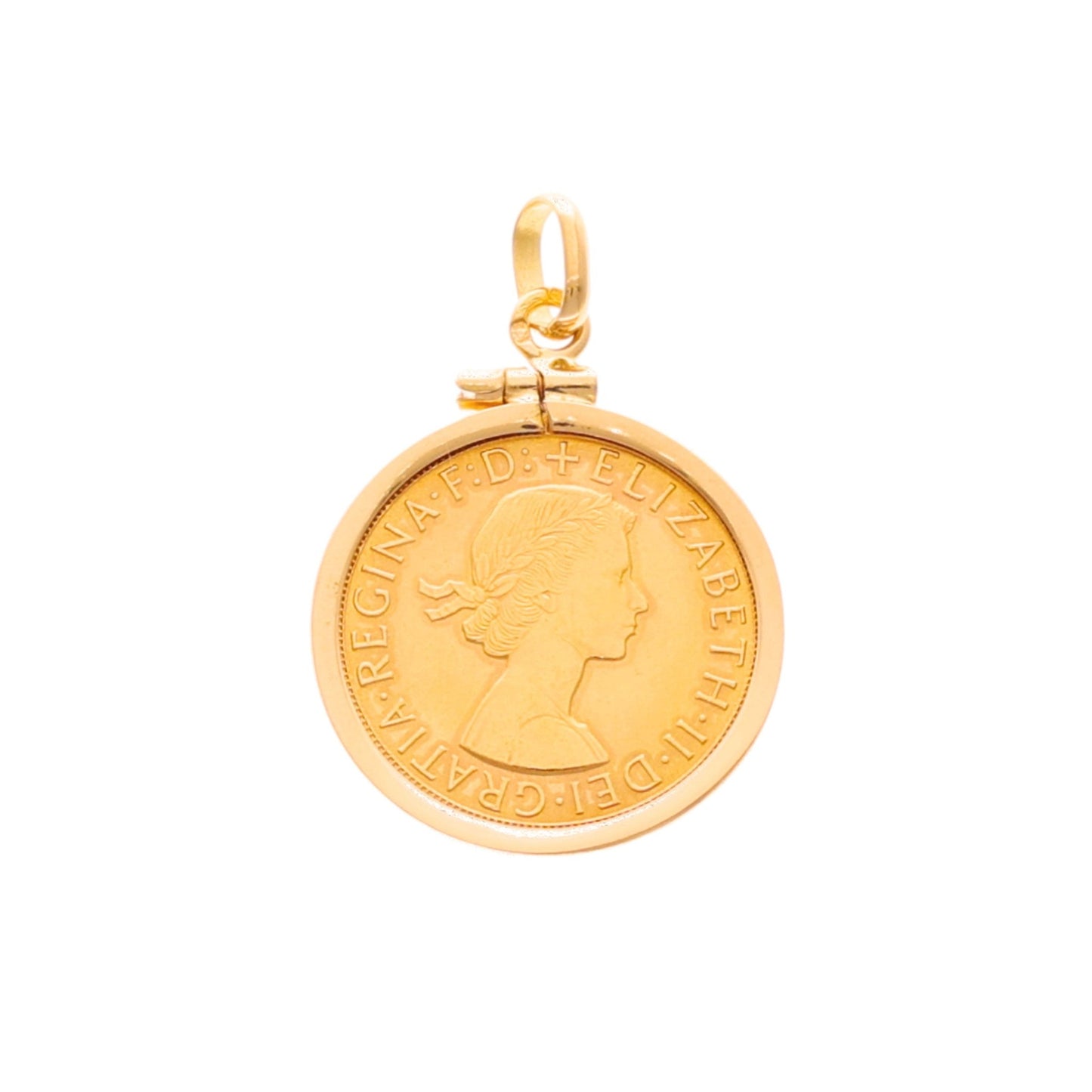 Libra Rainha Elizabeth II (1966) com Aro Simples em Ouro 19kl - Loja do Ouro