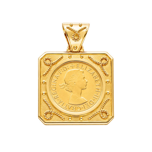 Libra Rainha Isabel II (1868) com Aro Quadrado em Ouro 19kl - Loja do Ouro