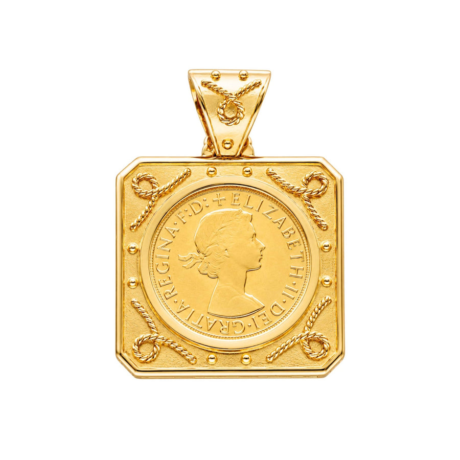 Libra Rainha Isabel II (1868) com Aro Quadrado em Ouro 19kl - Loja do Ouro