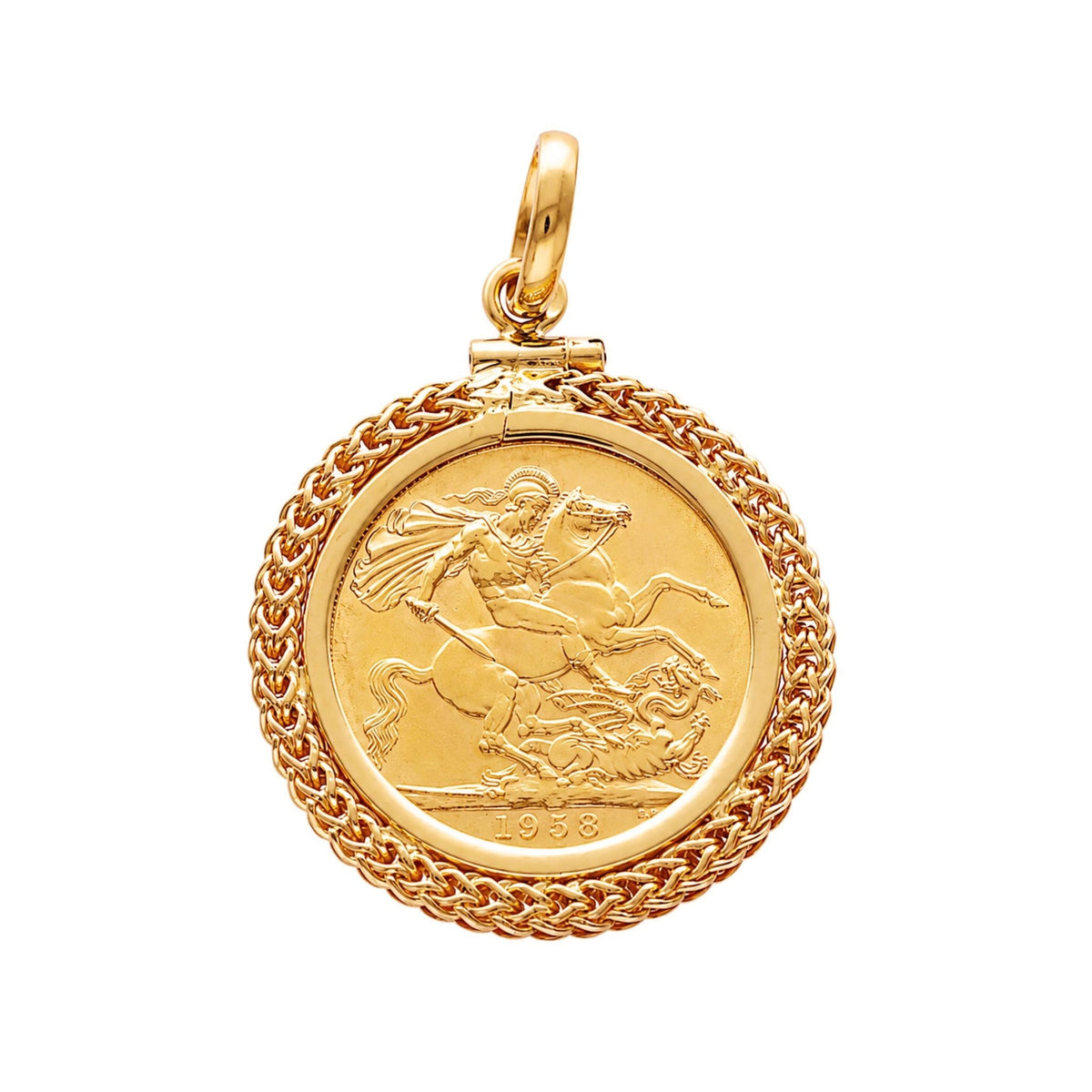 Libra Rainha Isabel II (1958) com Aro tipo Cordão em Ouro 19kl - Loja do Ouro