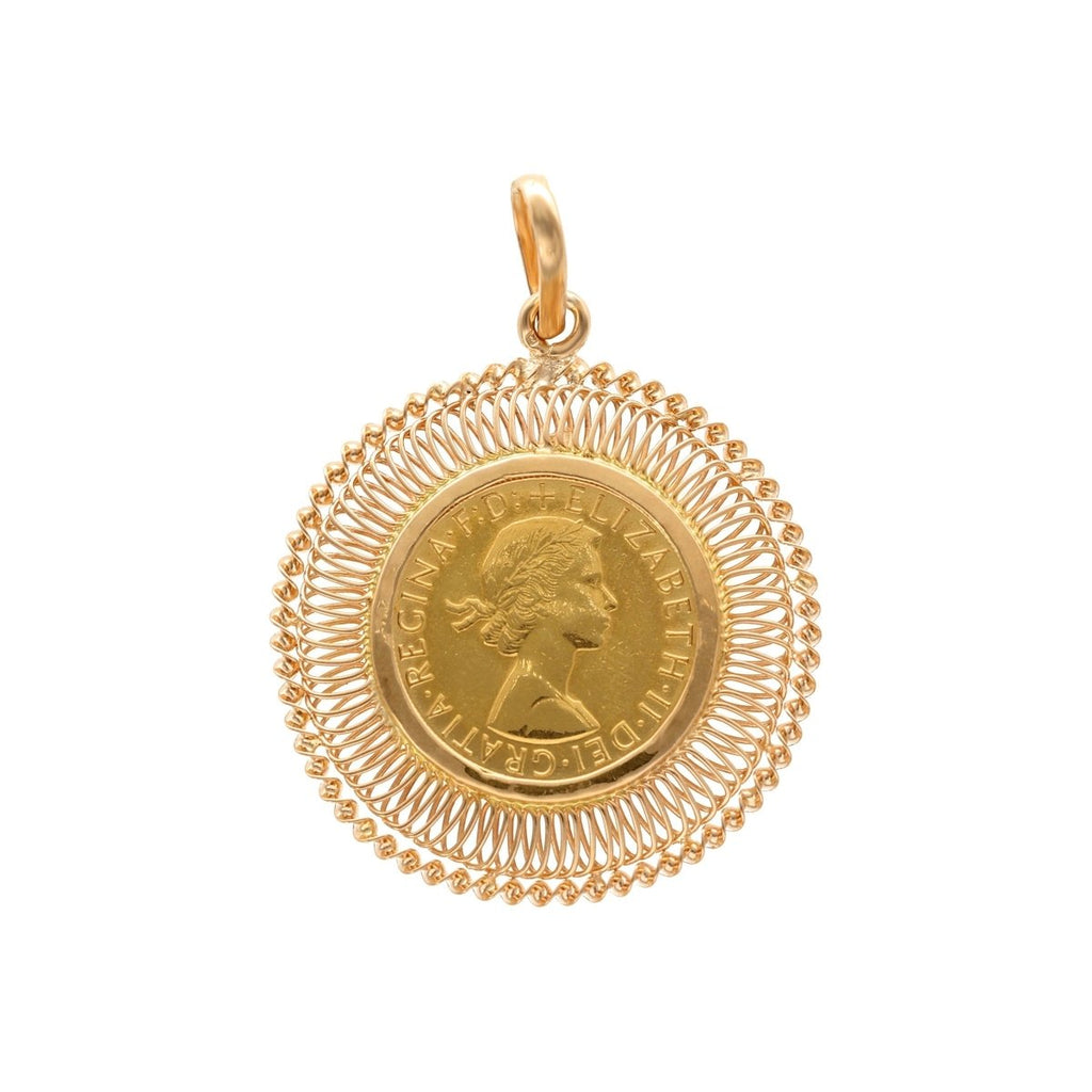 Libra Rainha Isabel II (1965) em Ouro com Aro Rendilhado - Loja do Ouro