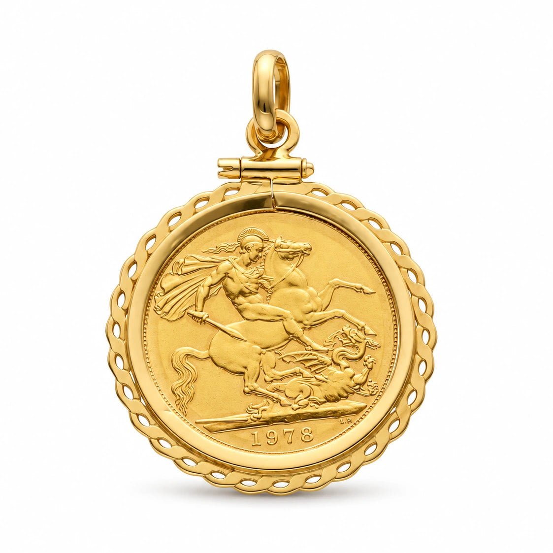 Libra Rainha Isabel II (1978) com Aro Trabalhado em Ouro 19kl - Loja do Ouro