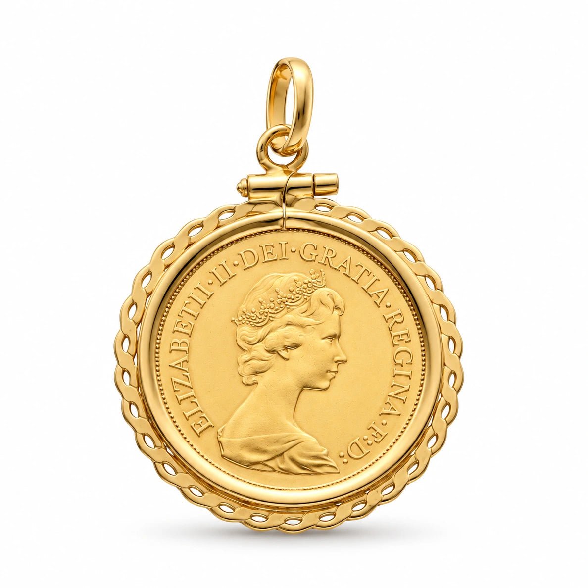 Libra Rainha Isabel II (1978) com Aro Trabalhado em Ouro 19kl - Loja do Ouro