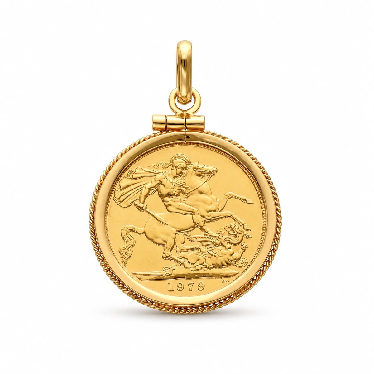 Libra Rainha Isabel II (1979) com Aro Corda em Ouro 19kl - Loja do Ouro