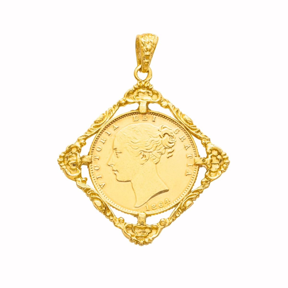 Libra Rainha Victoria (1864) em Ouro de 22kl com Aro Monárquico em Ouro 19kl - Loja do Ouro