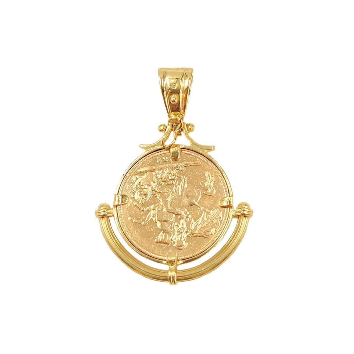 Libra de la Reina Victoria (1882) adornada con aro de media luna de oro - Gold Shop