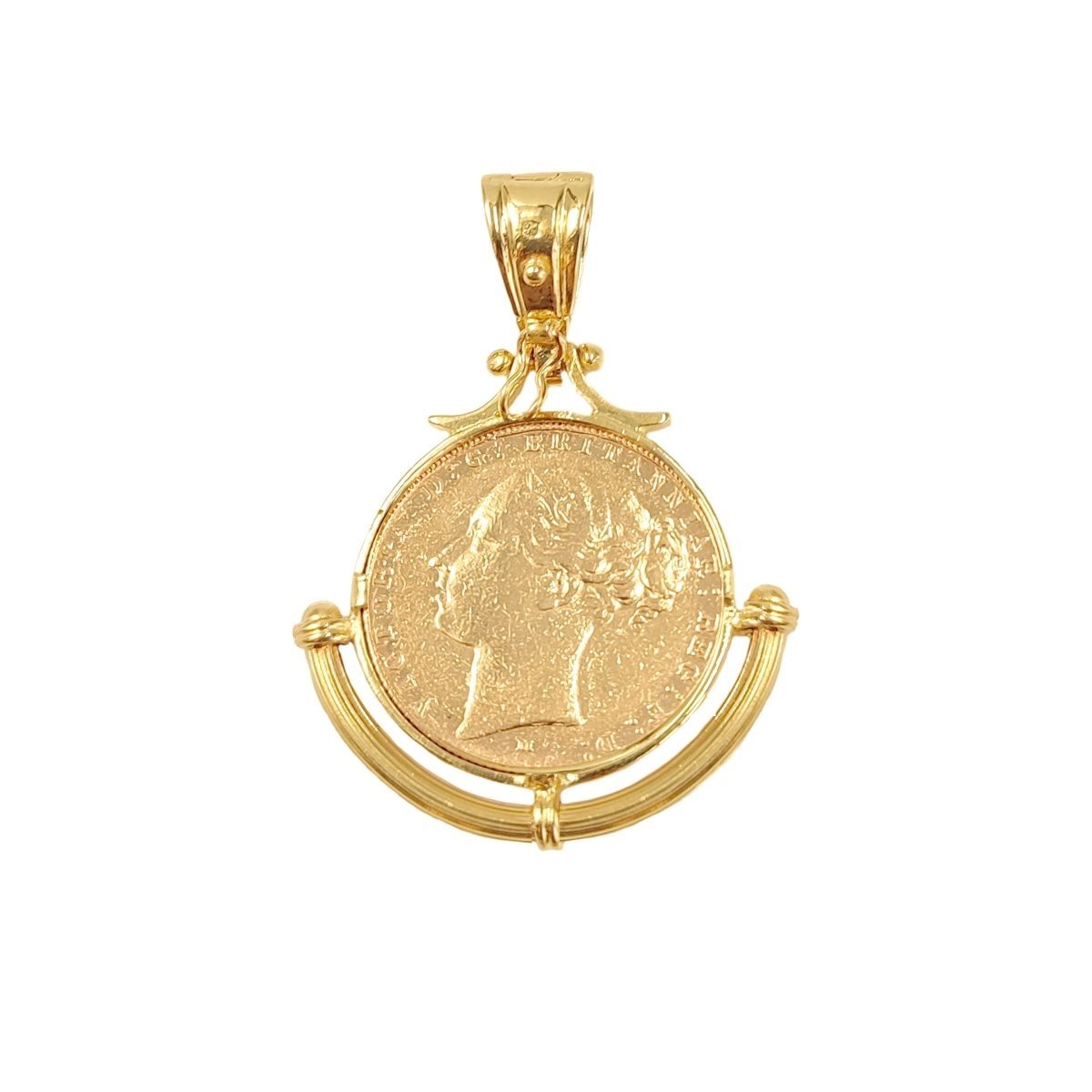 Libra de la Reina Victoria (1882) adornada con aro de media luna de oro - Gold Shop