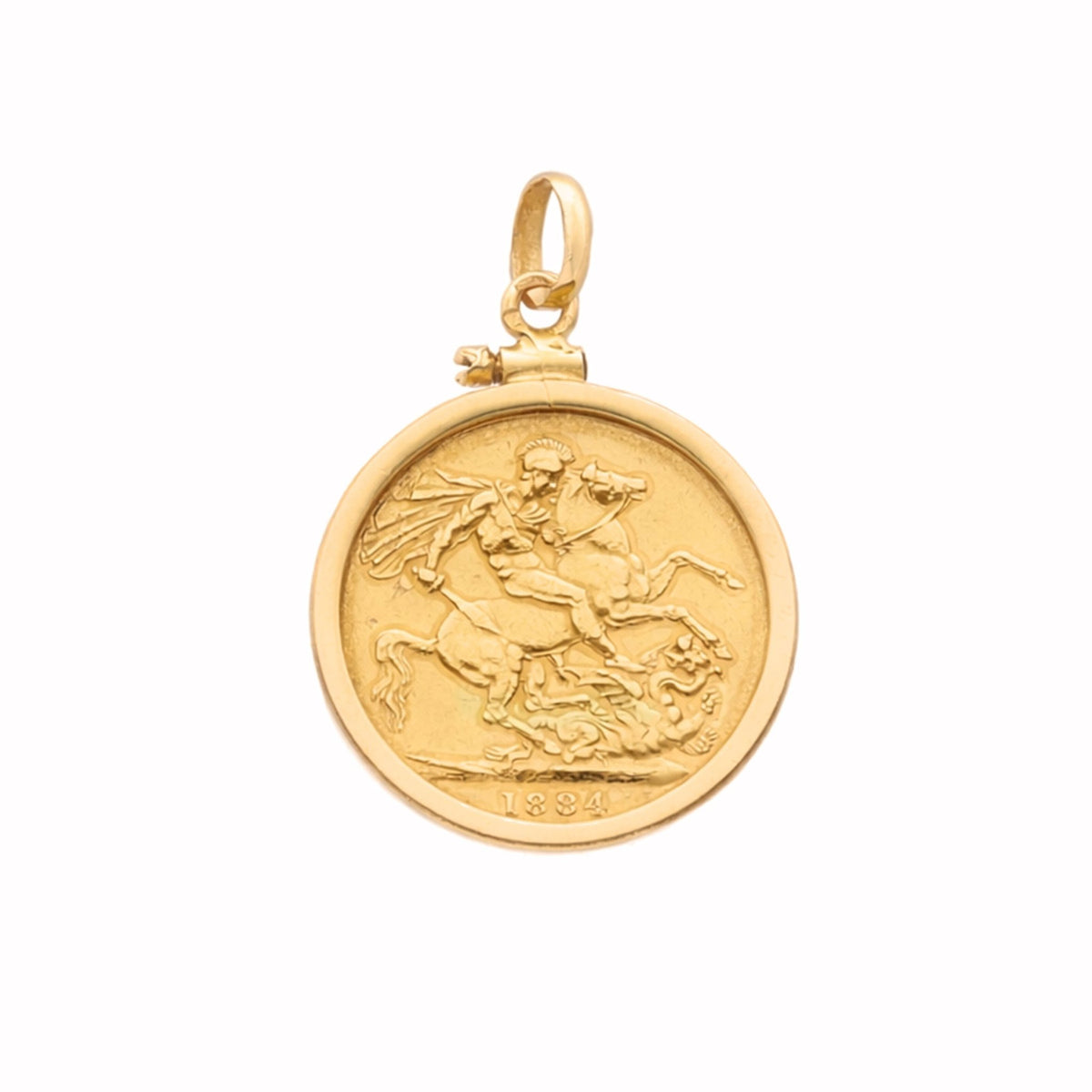 Libra Rainha Victoria (1884) em Ouro de 22kl com Aro Simples em Ouro 19kl - Loja do Ouro