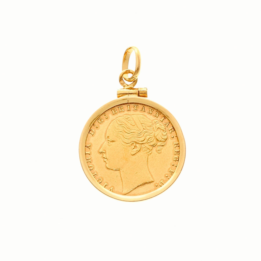 Libra Rainha Victoria (1884) em Ouro de 22kl com Aro Simples em Ouro 19kl - Loja do Ouro