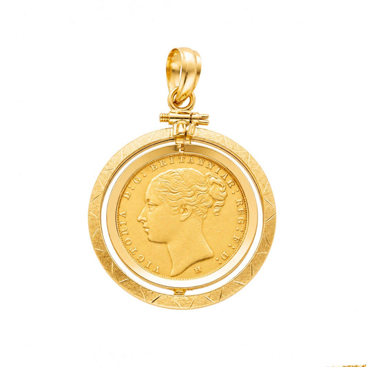 Libra Rainha Victoria (1887) com Aro Lapidado em Ouro 19kl - Loja do Ouro