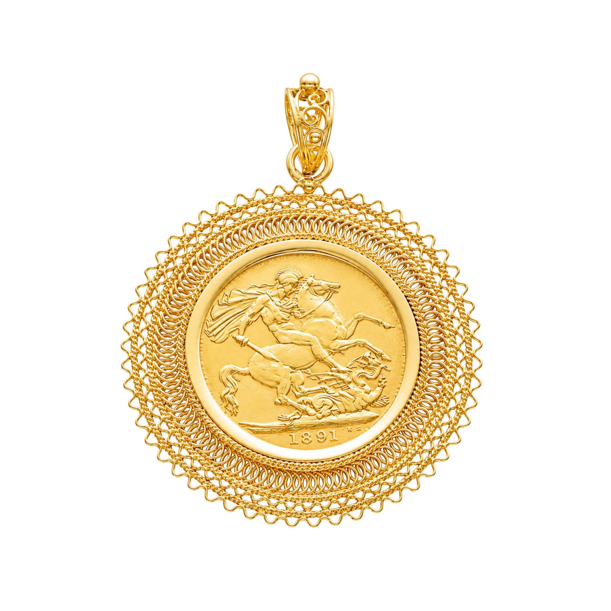 Libra Rainha Victoria (1891) com Aro Rendilhado em Ouro 19kl - Loja do Ouro