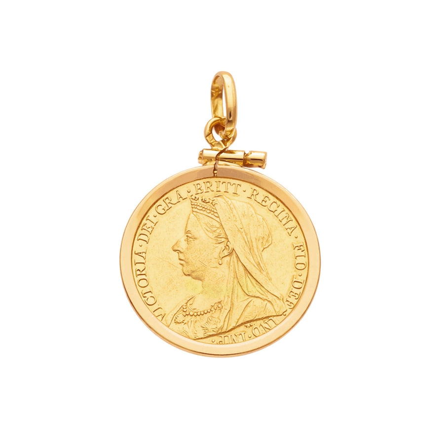 Libra Rainha Victoria (1897) em Ouro de 22kl com Aro Simples em Ouro 19kl - Loja do Ouro
