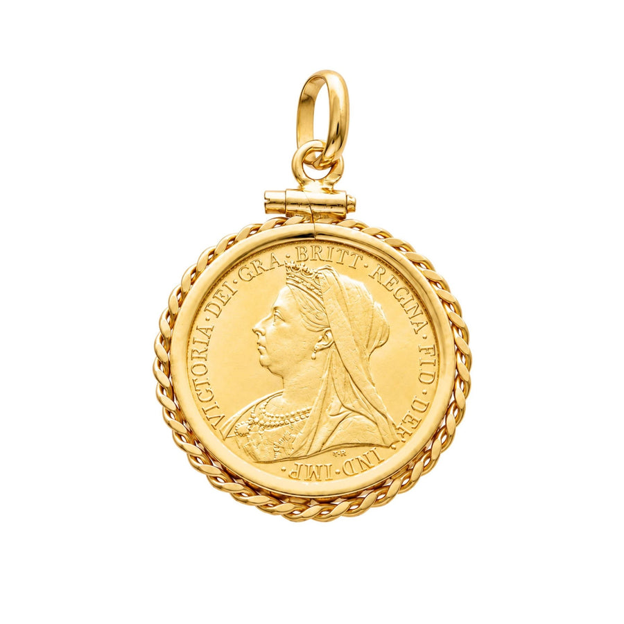 Libra Rainha Victoria (1900) com Aro Corrente em Ouro 19kl - Loja do Ouro