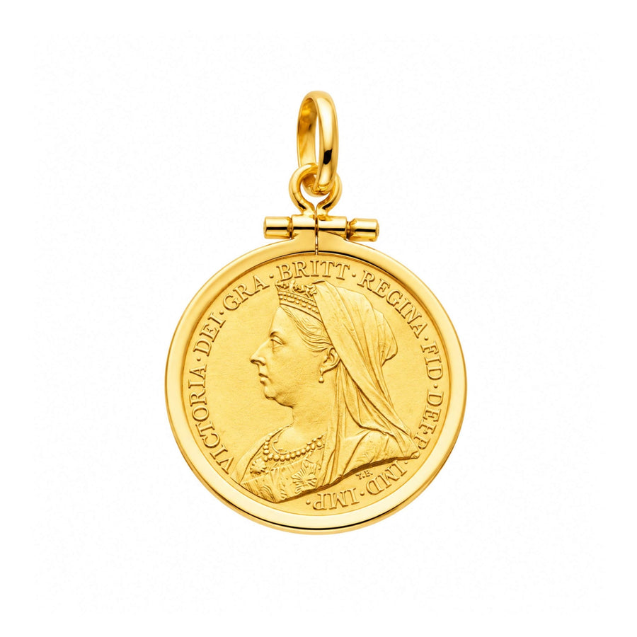 Libra Rainha Victoria (1900) em Ouro de 22kl com Aro Simples em Ouro 19kl - Loja do Ouro
