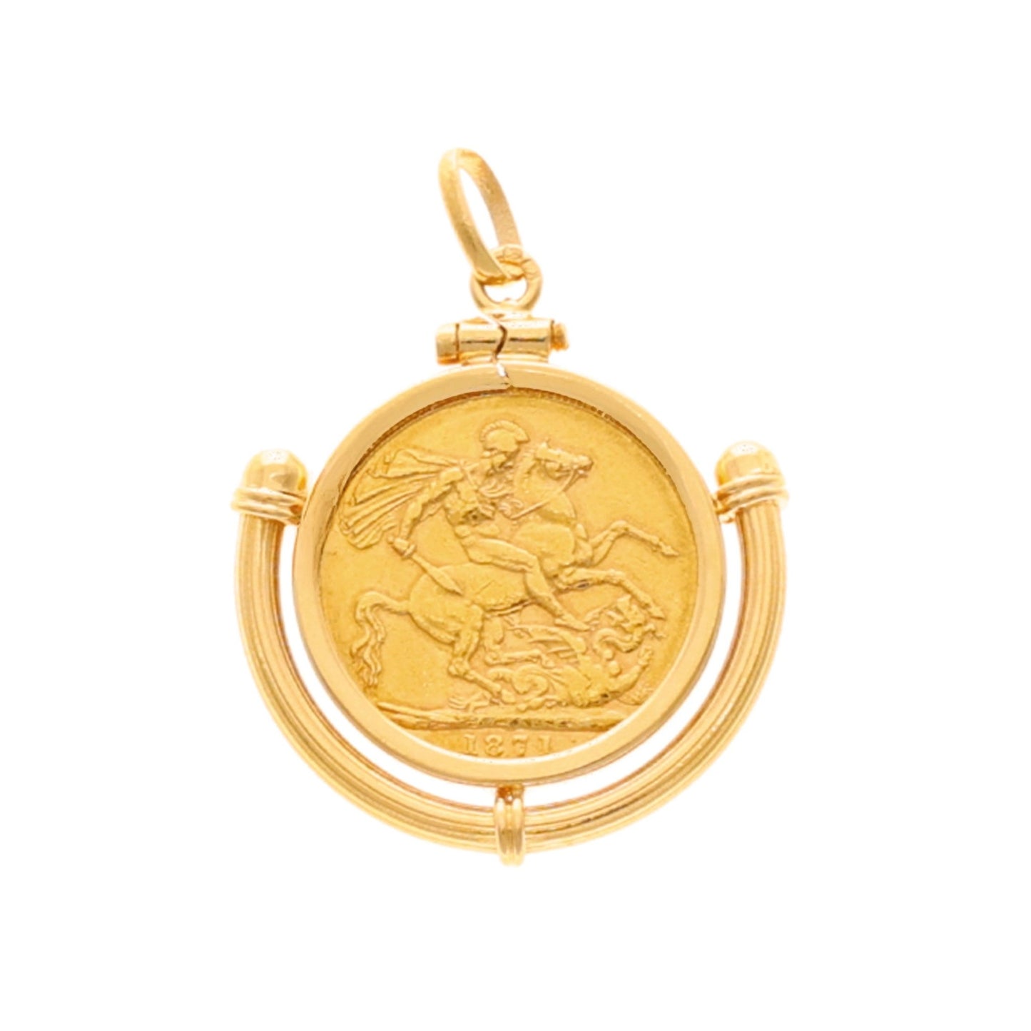 Libra Rainha Victoria 22kl (1871) em Ouro com Aro Trabalhado 19kl - Loja do Ouro